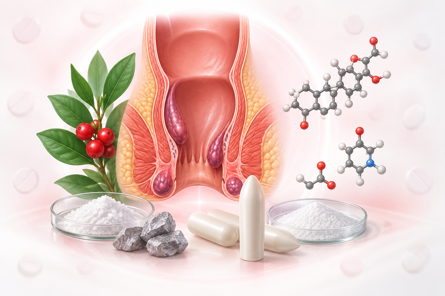 خلاصة السفندرو، بريدنيزولون، لجنوكيين، أسيتات الألمنيوم، زنك | Ruscus extr, prednisolone, lignocaine, aluminum acetate, zinc suppository