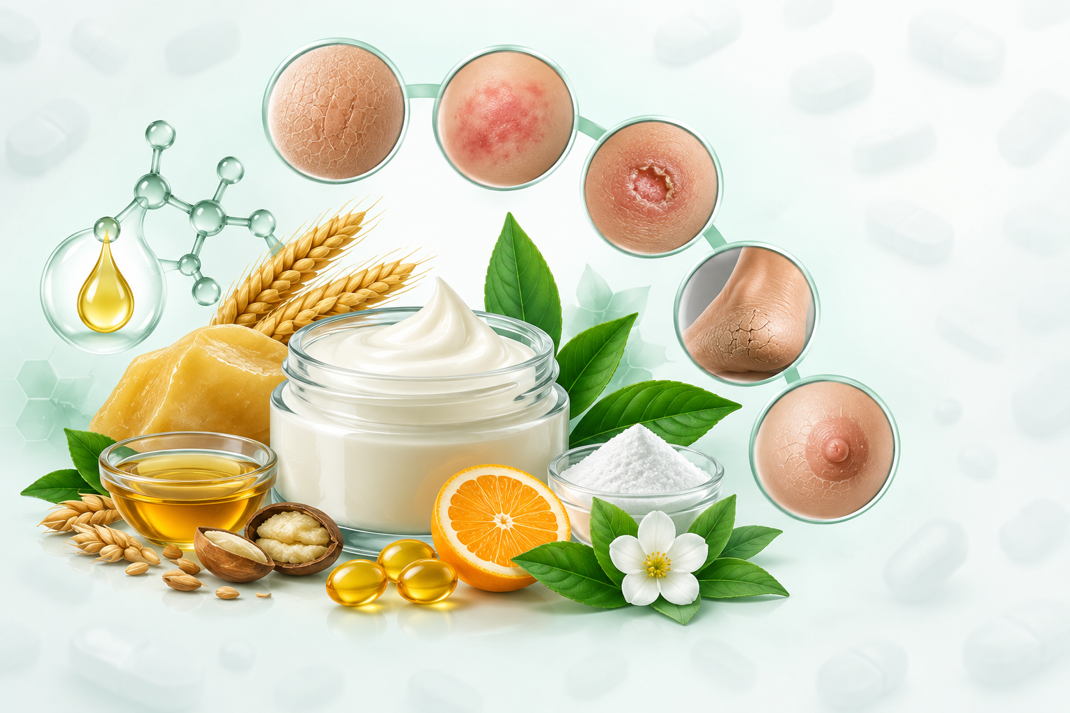 لانولين، زيت جنين القمح، بانثينول، ألانتوين، فيتامين ج، فيتامين ه | Lanolin, wheat germ oil, panthenol, allantoin, vitamin c, vitamin e