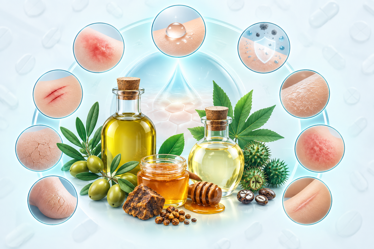 عكبر النحل، زيت الخروع، زيت الزيتون | Propolis, castor oil, olive oil
