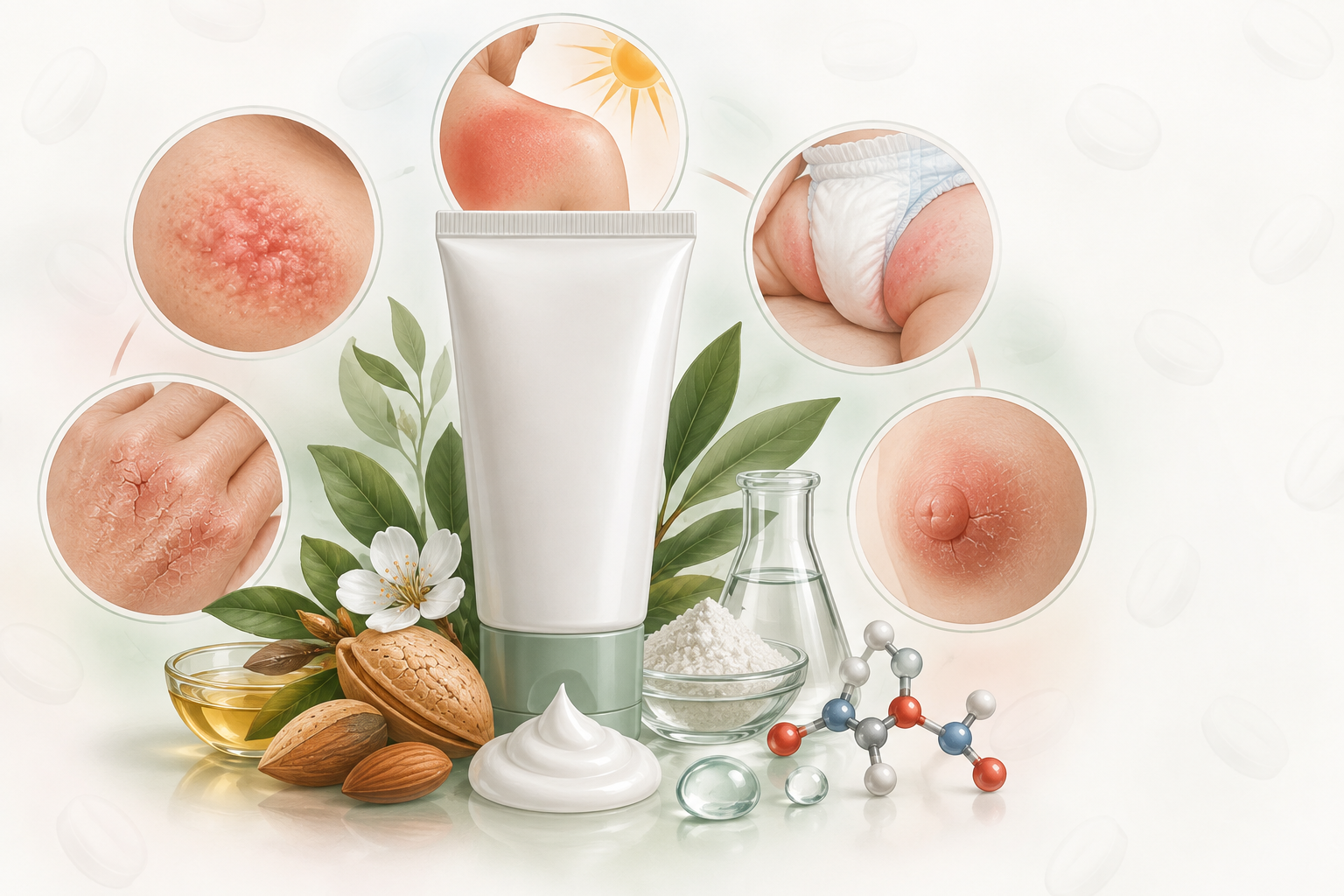 آلانتوين، جليسيرول، بانثينول، لوز حلو | allantoin, glycerol, panthenol, prunus amygdalus (dulcis)