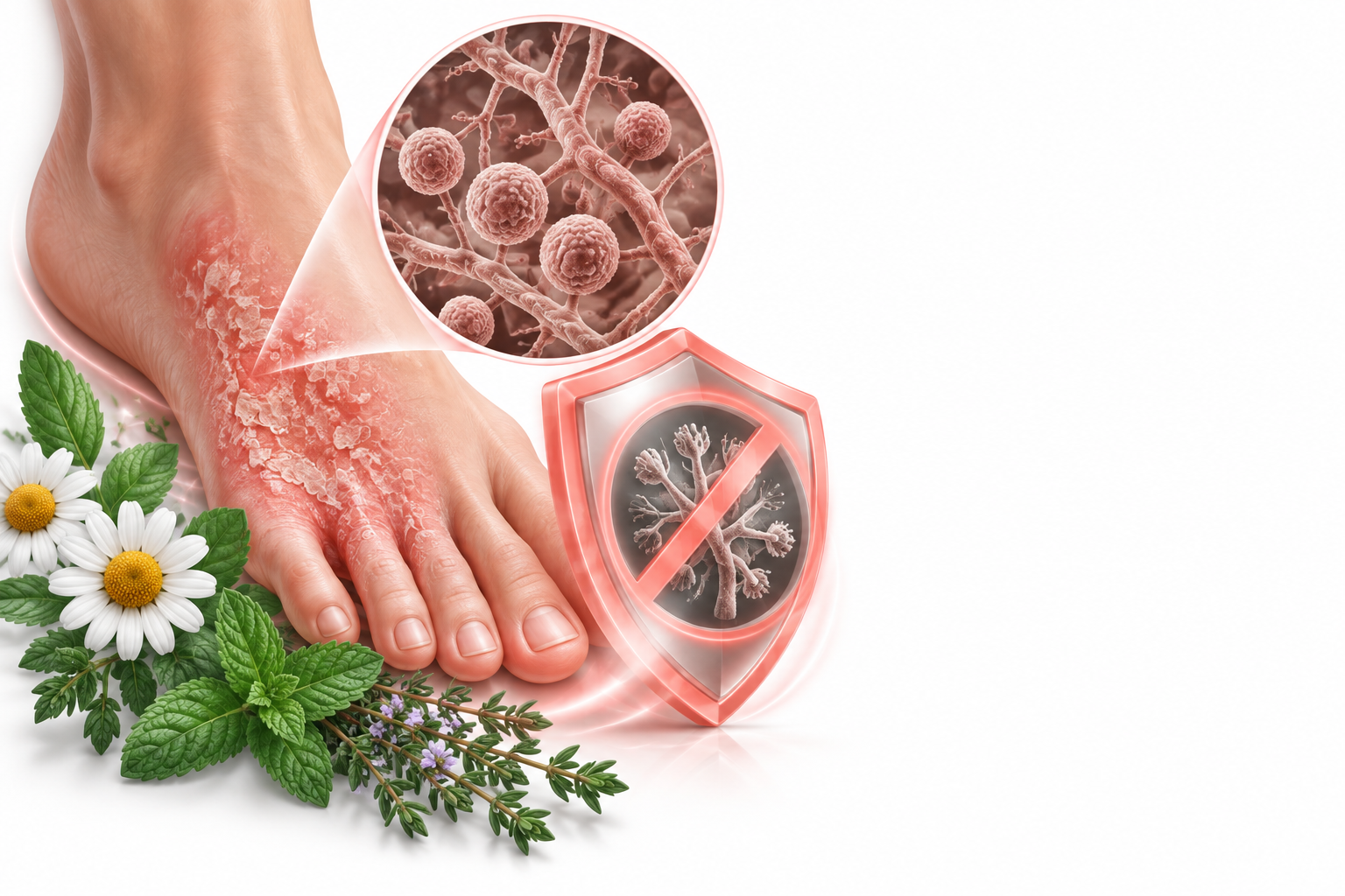 البابونج الالماني،منثول،الزعتر،تريكلوزان | matricaria chamomilla, menthol, thymus vulgare, triclosan — رسم توضيحي لفئة عدوى فطرية