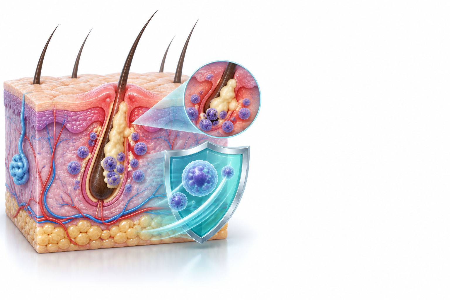 ألوفيرا، هيدروكورتيزون، يودوكينول موضعي | Aloe vera, Hydrocortisone, Iodoquinol Topical — رسم توضيحي لفئة التهاب الجريبات