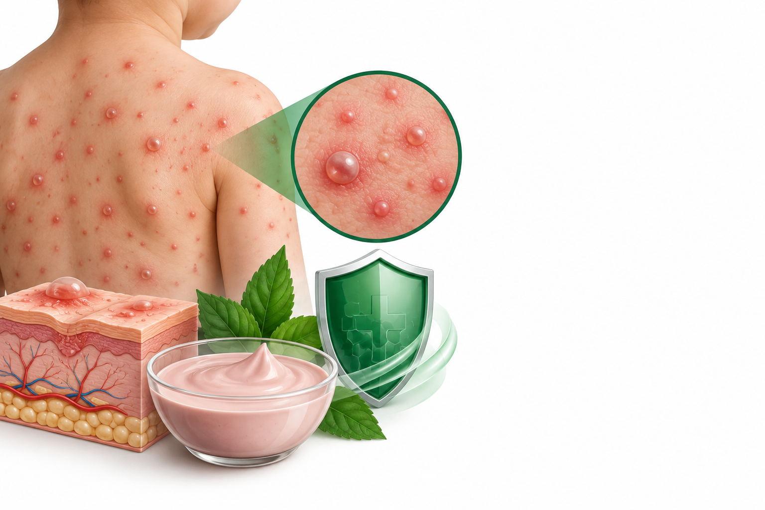 الكلامين | Calamine — رسم توضيحي لفئة جدري الماء