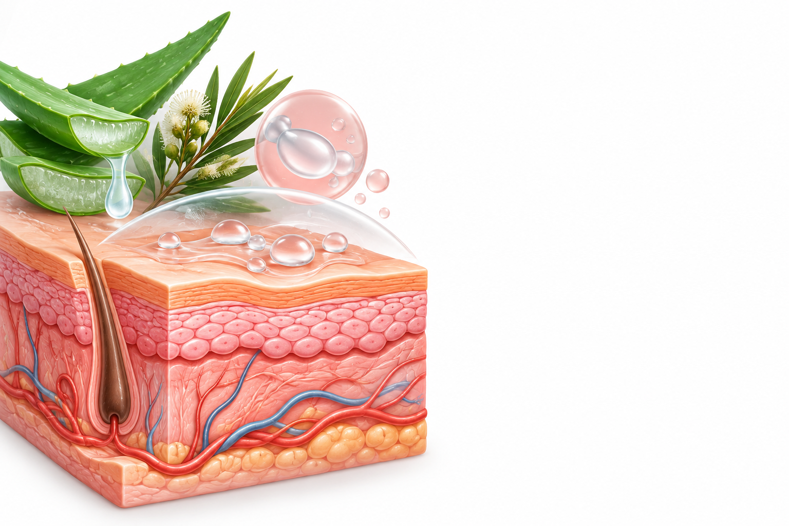صبر حقيقي، ديميتيكون، شجرة الشاي، بانثينول | aloe barbadensis, dimeticone, melaleuca alternifolia, panthenol — رسم توضيحي لفئة تطبل