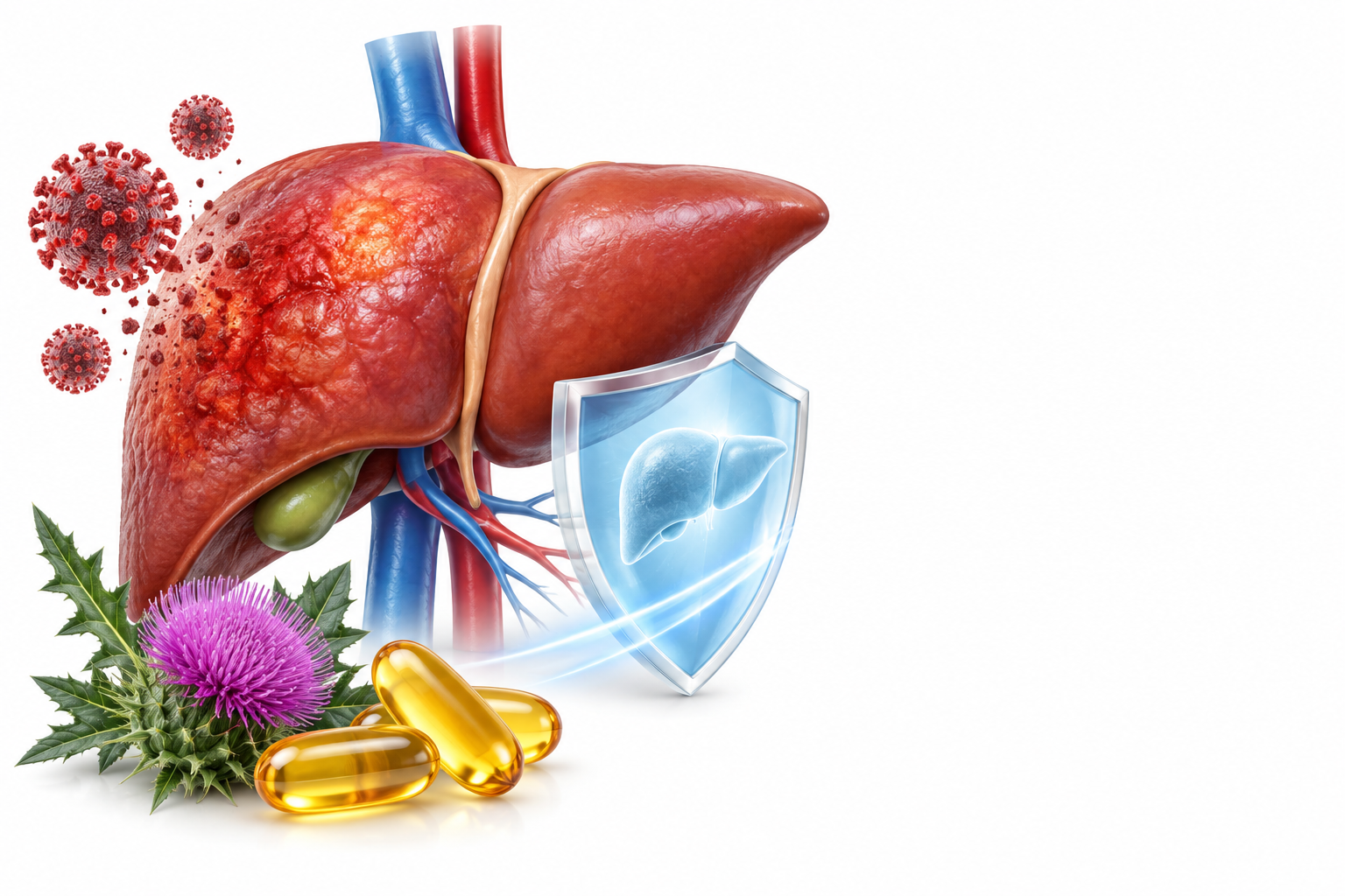 سيليمارين، فيتامين ه (E) | silymarin, vitamin e — رسم توضيحي لفئة التهاب الكبد