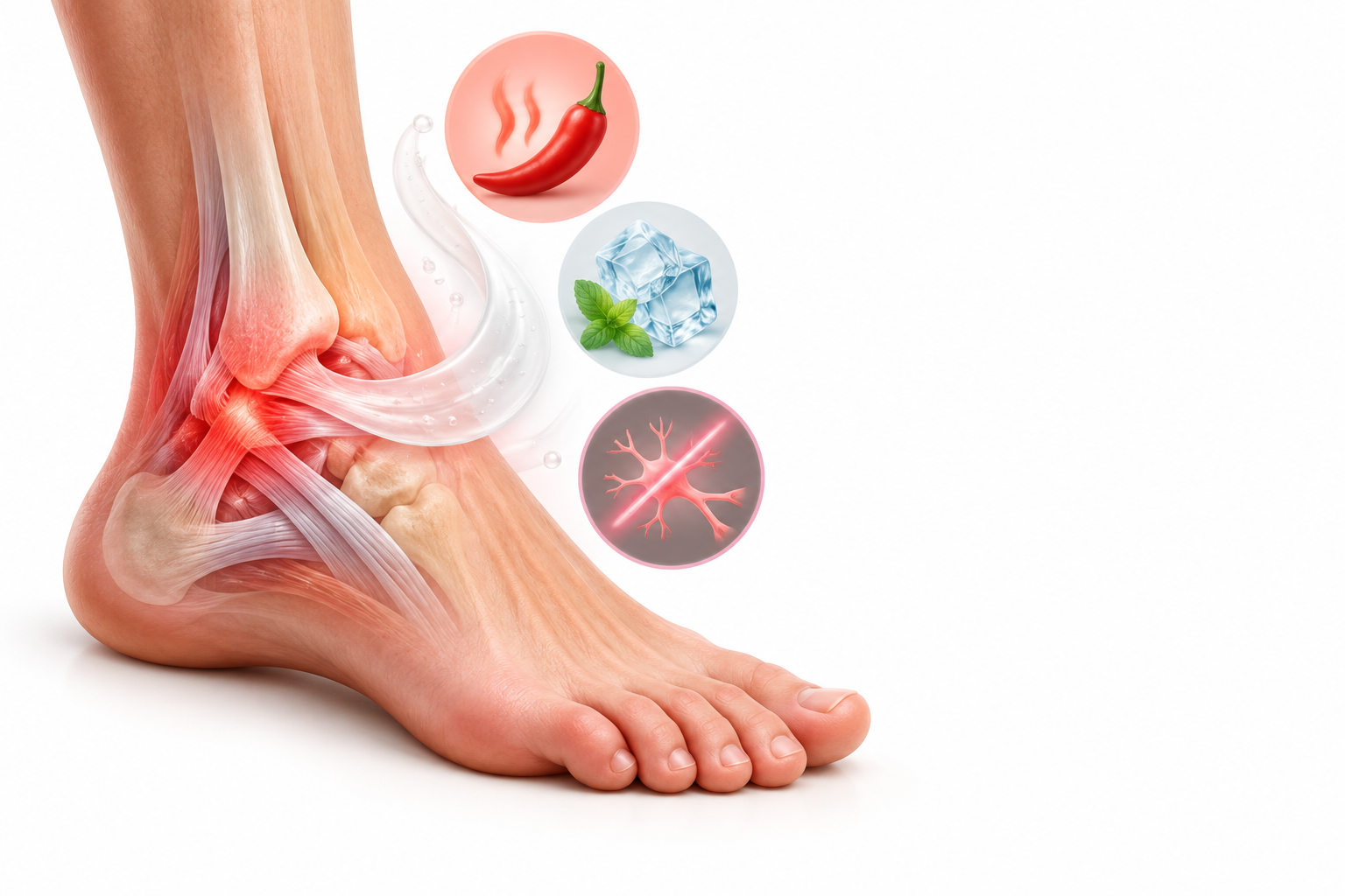 كابسيسين، ليدوكايين، منثول موضعي | Capsaicin, Lidocaine, Menthol Topical — رسم توضيحي لفئة التواء الكاحل