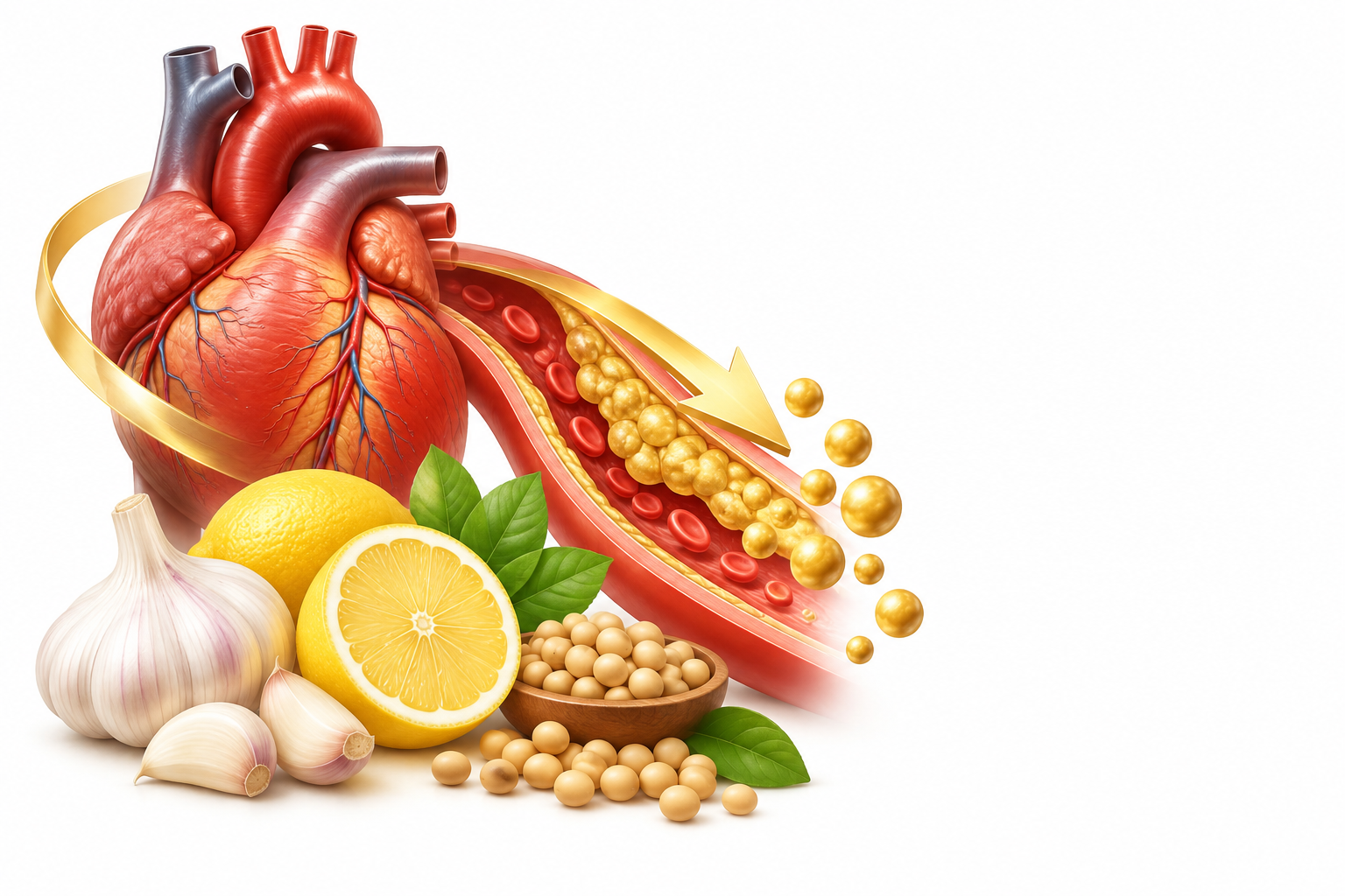 ثوم، ليمون، فول الصويا | Allium sativum, citrus limonum, glycine max — رسم توضيحي لفئة ارتفاع الدهون