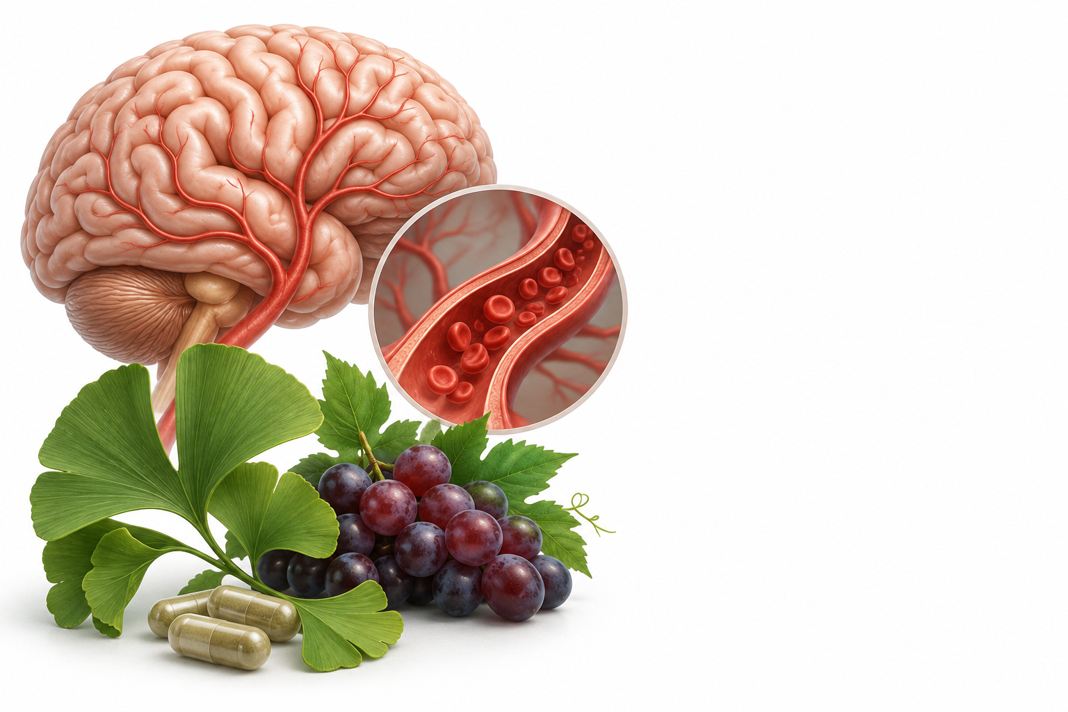 جنكة، كرمة نبيذية | ginkgo biloba, vitis vinifera — رسم توضيحي لفئة المستحضرات العشبية والمكملات
