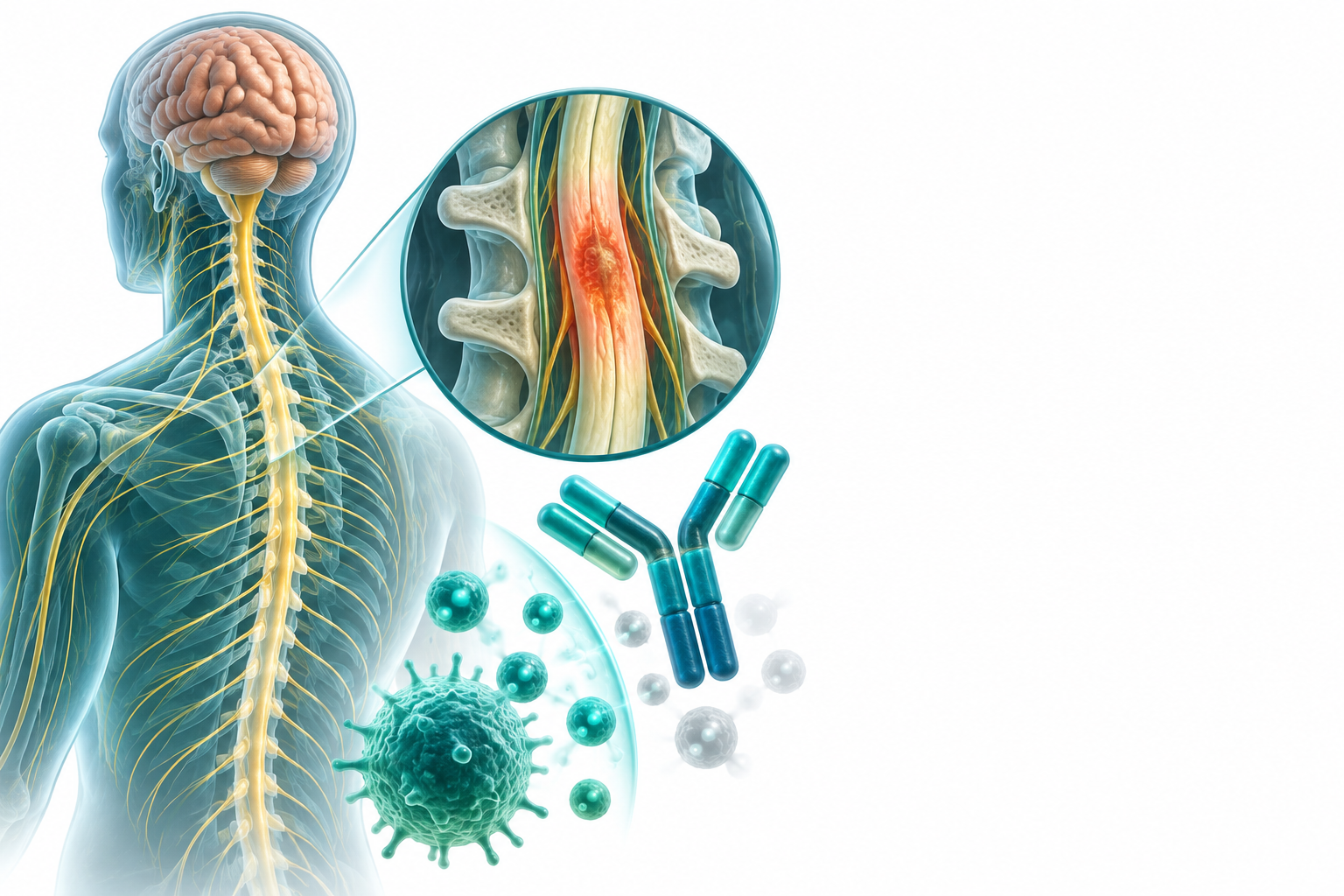 ساتراليزوماب | Satralizumab — رسم توضيحي لفئة التهاب النخاع