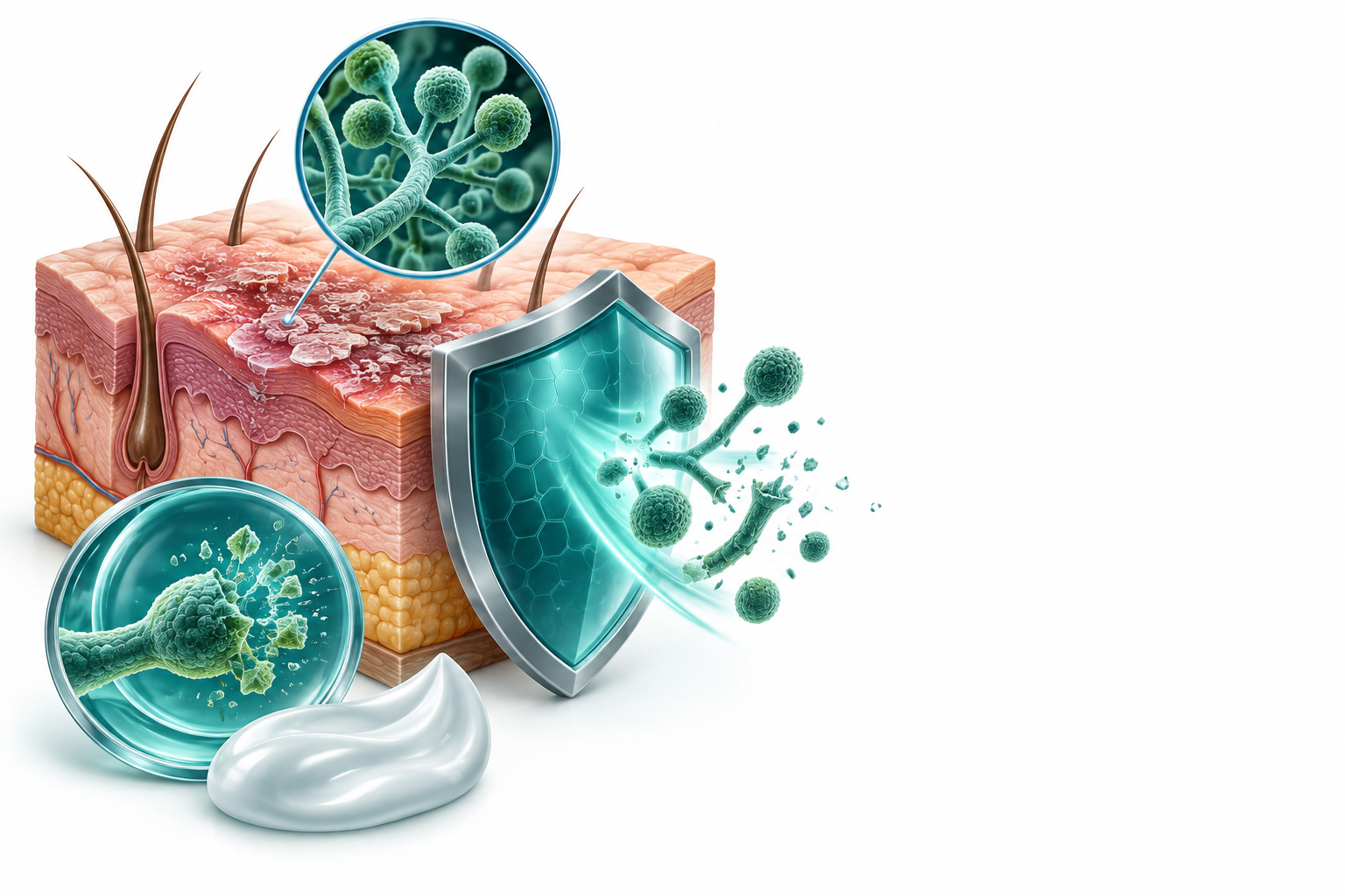 نيستاتين، جراميسيدين، كبريتات النيوميسين، التريامسينولون أسيتونايد | Nystatin, Gramicidin, Neomycin Sulphate, Triamcinolone Acetonide — رسم توضيحي لفئة مضاد الفطريات