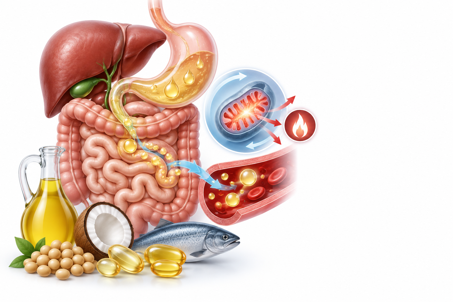 زيت الصويا، دهون ثلاثية متوسطة السلسلة، حمض أوميغا 3 | soya oil, medium chain triglycerides, omega 3 acid — رسم توضيحي لفئة السعرات الحرارية المستهلكة