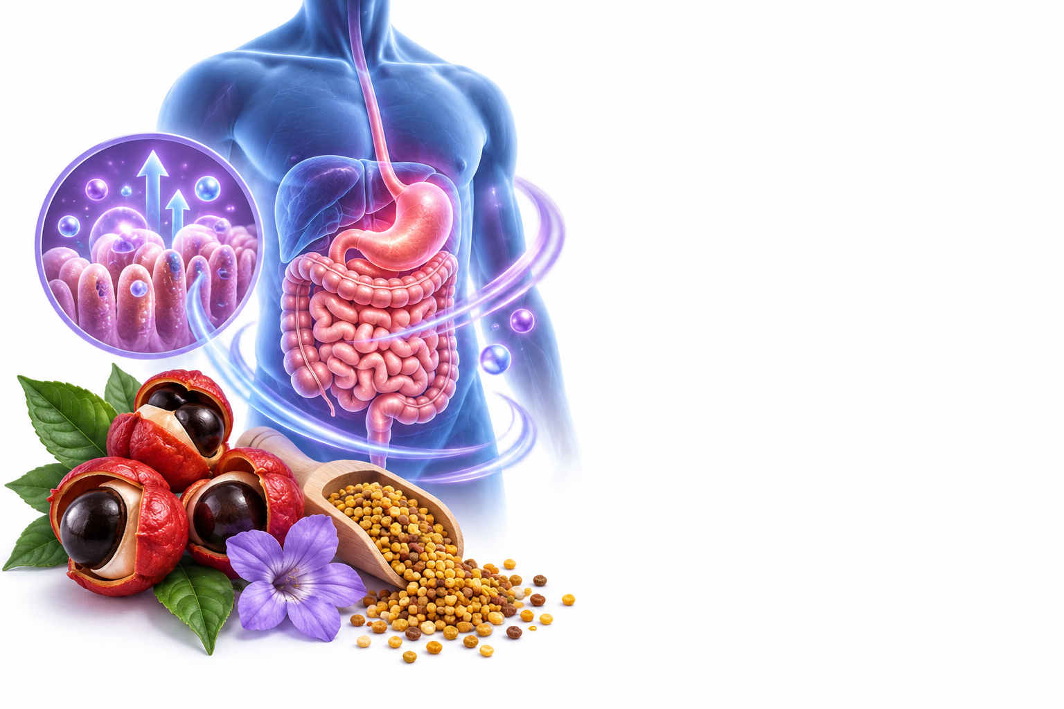 مستخلص نبات الغورانا، حبوب لقاح النحل . | Gurana Seed Extract, Bee Pollen — رسم توضيحي لفئة تغذية
