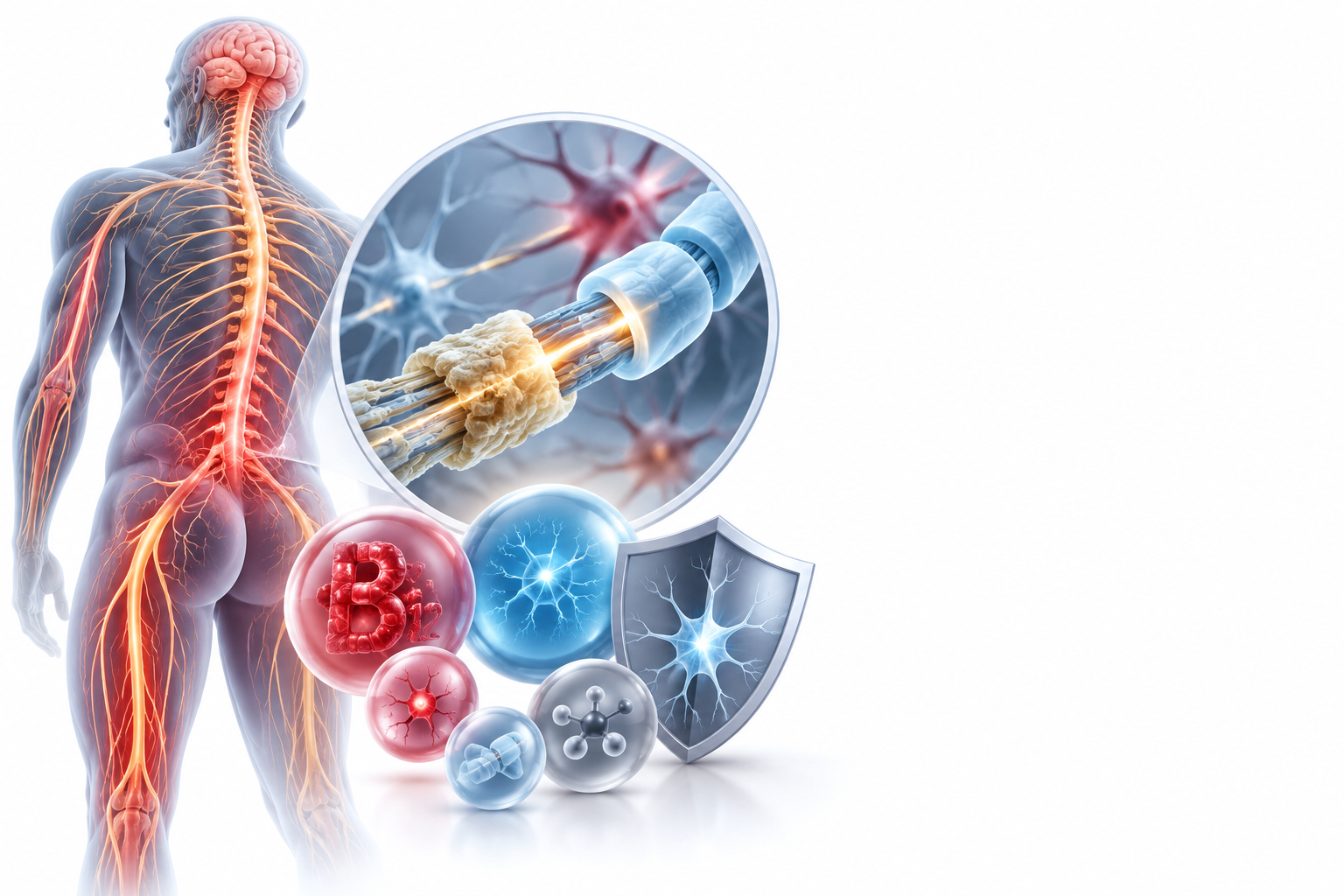 ليدوكايين , سيانوكوبالامين , فيتامين ب6 , فيتامين ب1 | Lidocaine, Cyanocobalamin, vit B6, Vit B1 — رسم توضيحي لفئة اعتلال عصبي الفيتامين ب 12