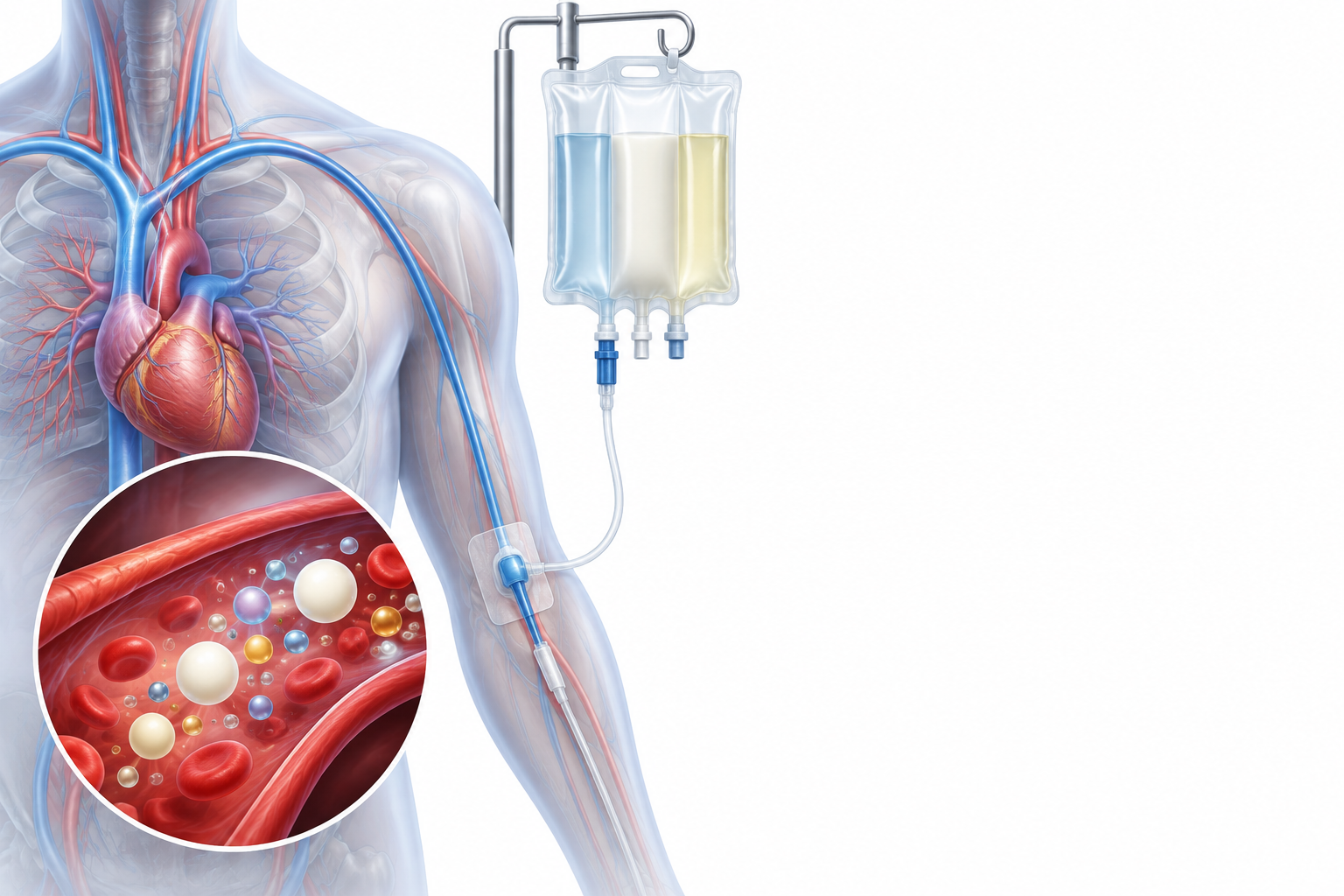 محلول التغذية بالحقن مع الإلكتروليتات | Parenteral Nutrition Solution W Electrolytes — رسم توضيحي لفئة التغذية الكاملة بالحقن