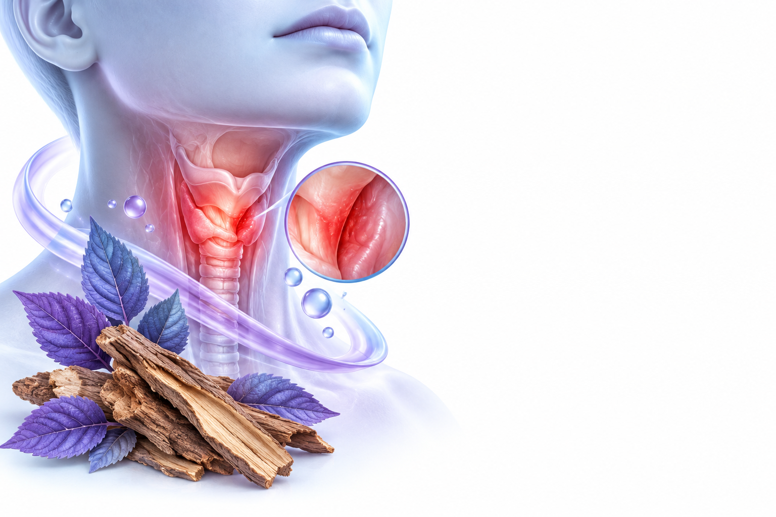 بودرة لحاء نبات الدردار الأحمر. | Ulmus Rubra Bark Powder – GM — رسم توضيحي لفئة التهاب الحلق
