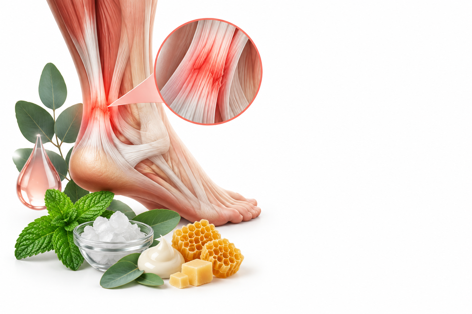 زيت نعناع، يوكاليبتول، كافور، بارابين الميثيل، شمع النحل | Peppermint oil, eucalyptol, camphor, methyl paraben, bees wax — رسم توضيحي لفئة التهاب الأوتار