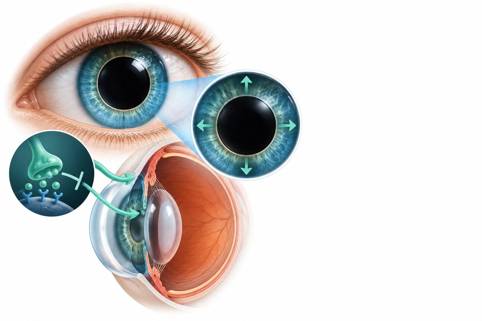 سايكلوبنتولات | Cyclopentolate — رسم توضيحي لفئة توسع الحدقة