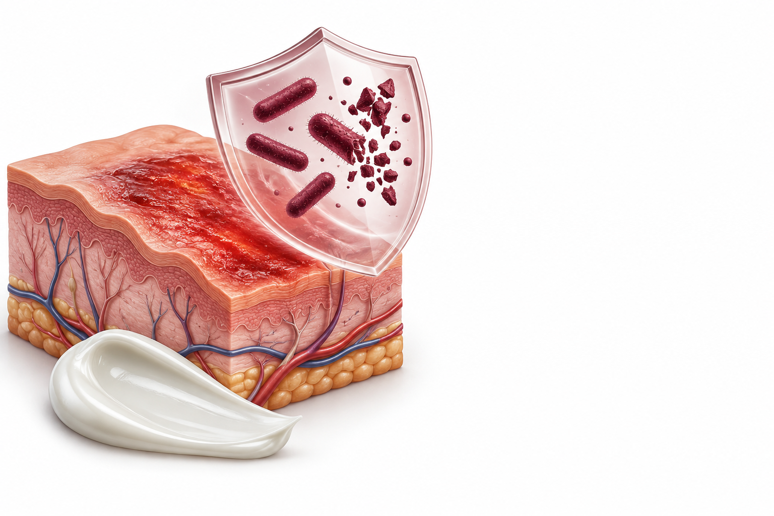 ب – سيتوستيرول، عكبر النحل، بانثينول، آذريون، بابونج | B-sitosterol, propolis, panthenol, calendula, chamomile — رسم توضيحي لفئة حرق