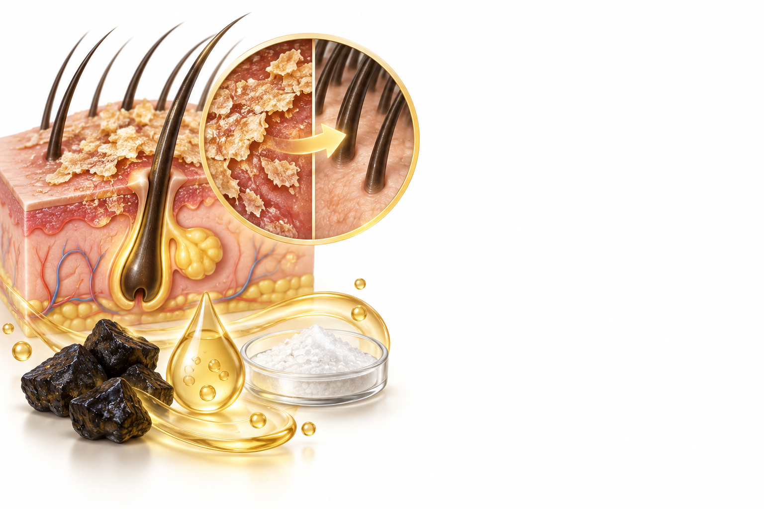 قطران الفحم، حمض اللاكتيك، حمض الساليسيليك موضعي | Coal Tar, Lactic Acid, Salicylic Acid Topical — رسم توضيحي لفئة التهاب الجلد الدهني