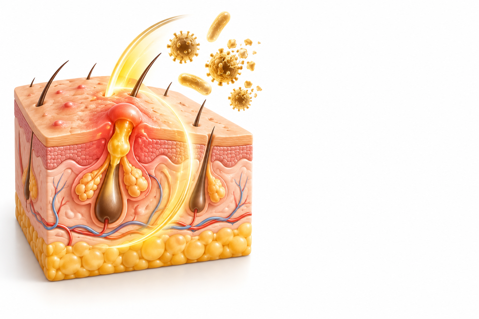 الآنتوين، الريسورسنول، تركلوسان، الكبريت، حمض الساليسيليك | salicylic acid, allantoin, triclosan, resorcinol, sulfur — رسم توضيحي لفئة حب الشباب