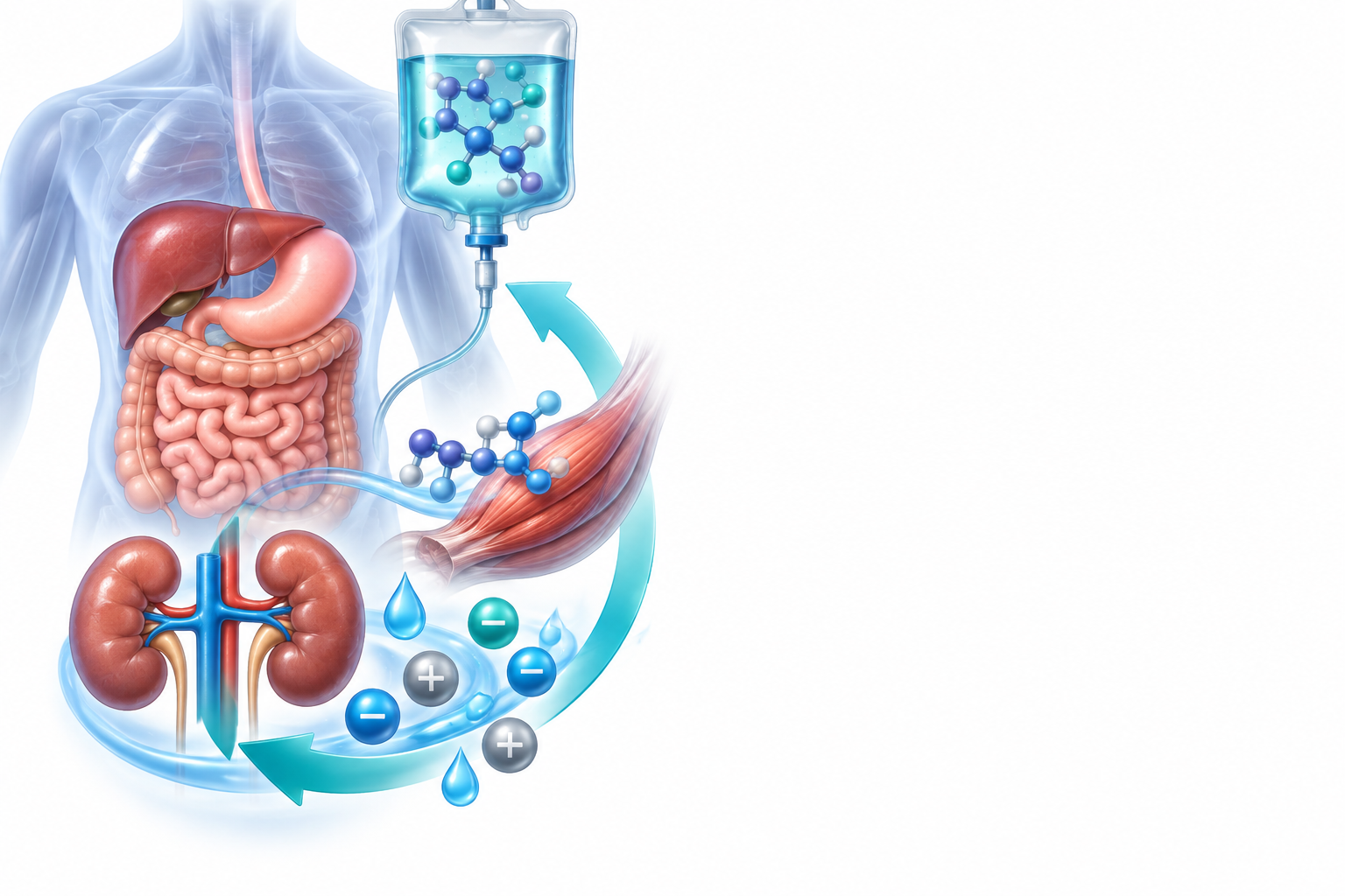 أحماض أمينية و كهارل | Amino Acids with electrolytes — رسم توضيحي لفئة توازن آزوتي