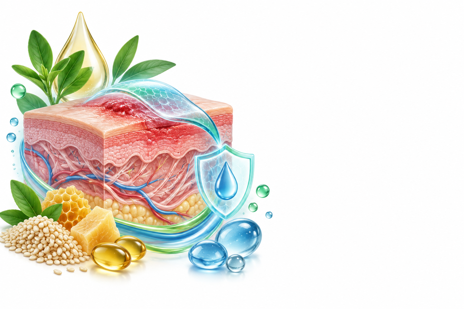 بيتا سيتوستيرول، زيت السمسم، شمع النحل، فيتامين أ، ه، بانثينول | Beta sitosterol, sesame oil, bees wax, vitamin a & e, panthenol — رسم توضيحي لفئة مطهر