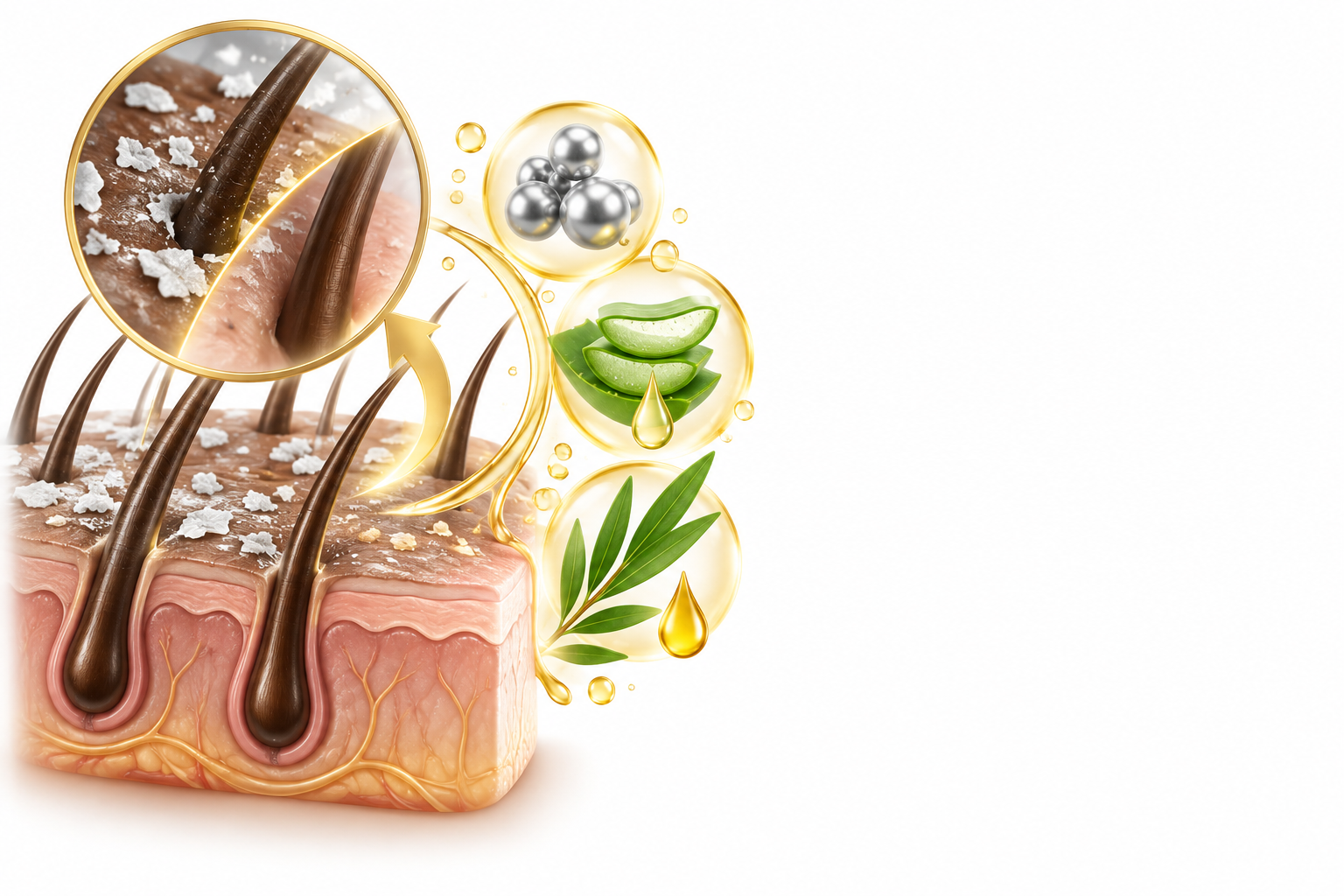 زيت الجوجوبا،البابونج الألماني ، بايركتون | jojoba oil, matricaria chamomilla, piroctone — رسم توضيحي لفئة قشرة الرأس