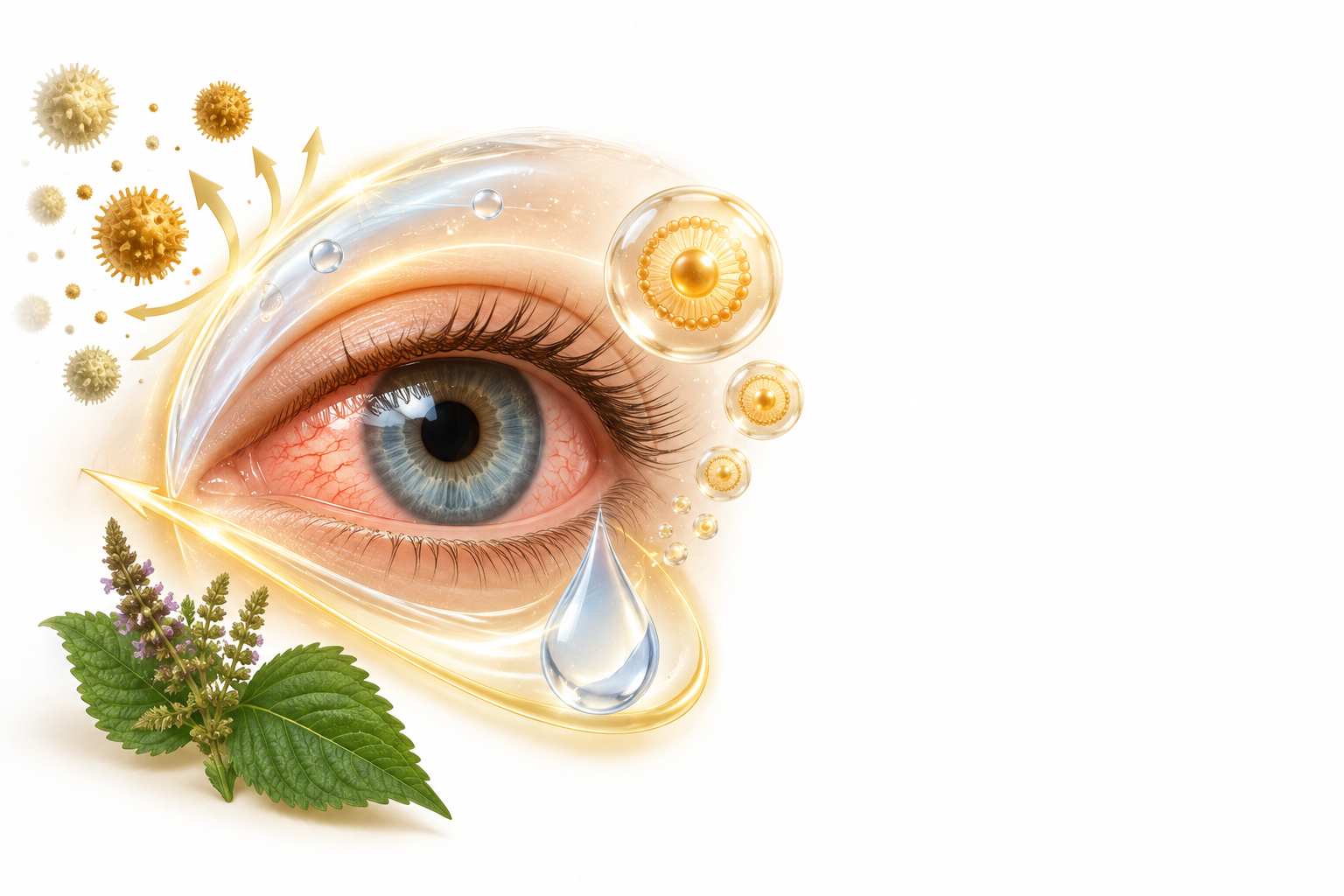 حمض الهيالورونيك، ليبوزوم، مستخلص البيريلا الجافة | Sodium hyaluronate , 0041 Liposomes, Dry Perilla extract — رسم توضيحي لفئة التهاب الملتحمة الأرجي