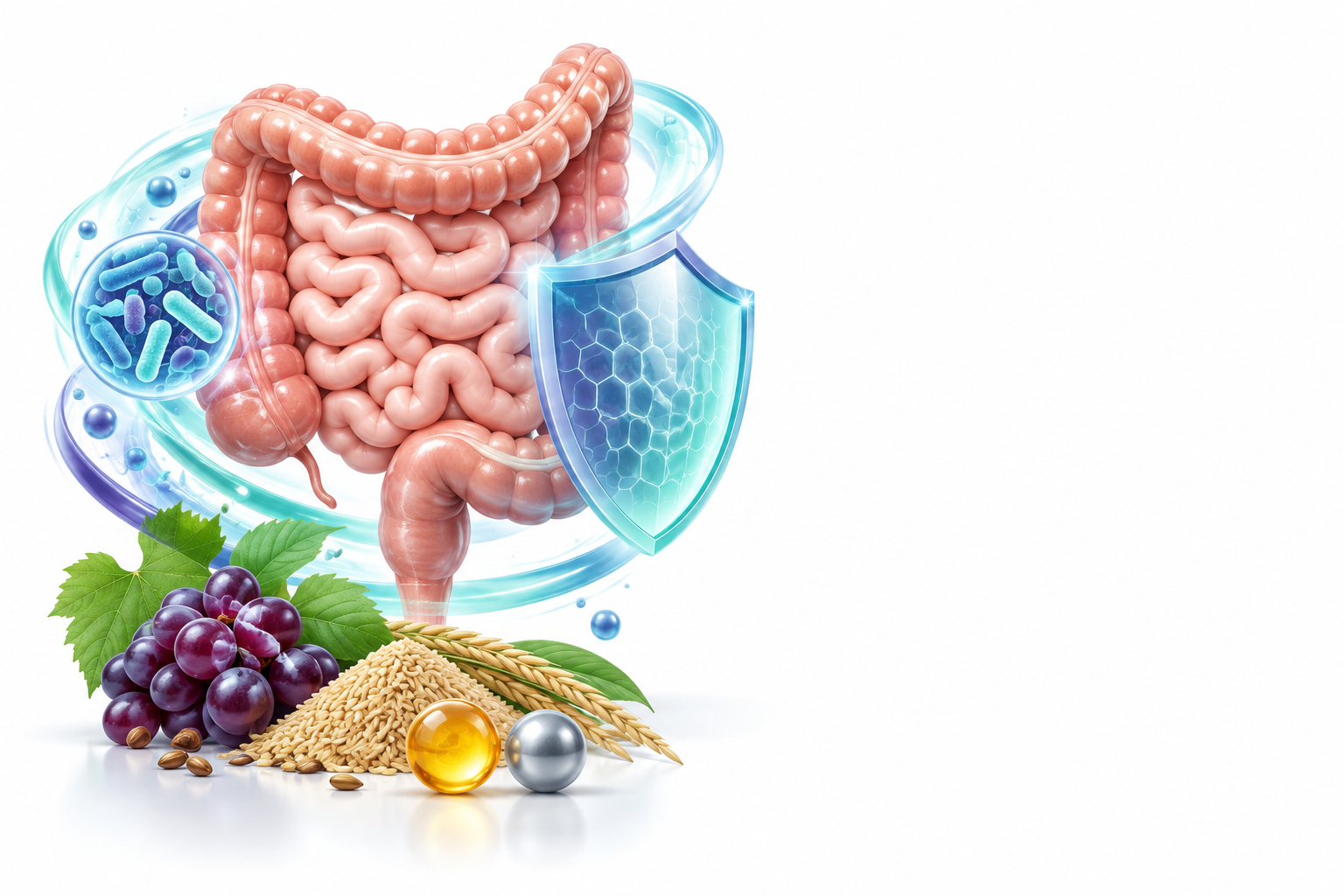 مستخلص نخالة الأرز، مستخلص البوليفينول المشتق من بذور العنب، فيتامين أ، الزنك | Rice bran extract, grape seed-derived polyphenolic extract, Vitamin A, Zinc — رسم توضيحي لفئة توازن