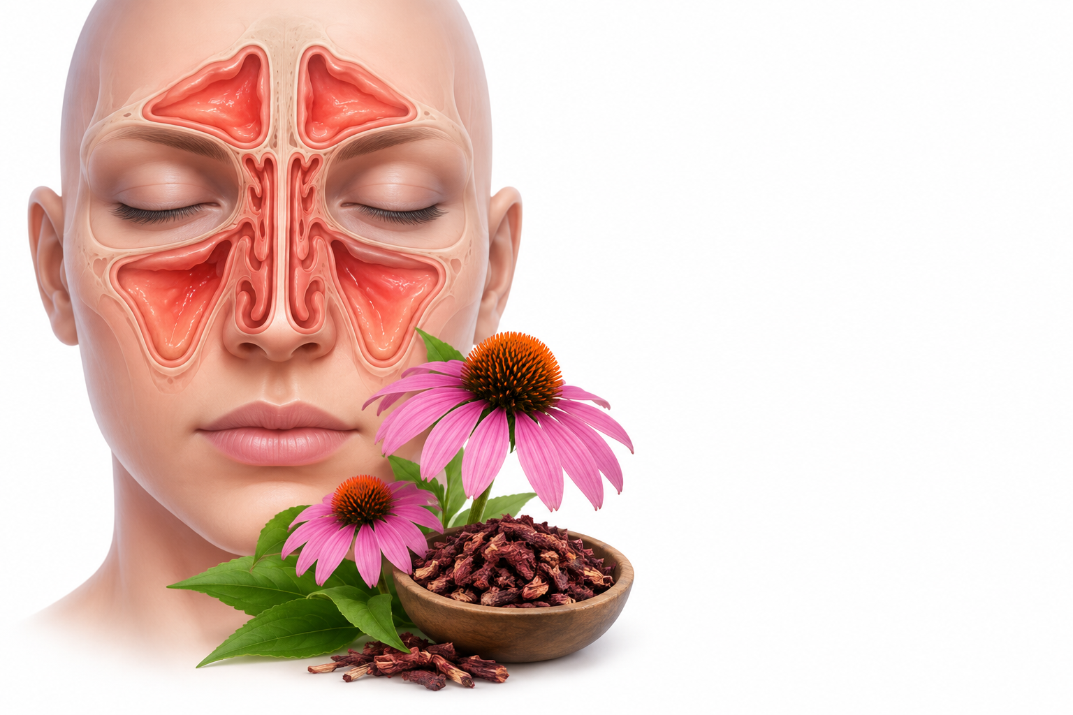القنفذية الأرجوانية: الإكيناسيا | Dried Pressed Juice Of Echinacea Purpurea Herba — رسم توضيحي لفئة التهاب الجيب