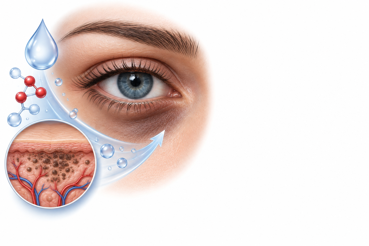 فيتامين سي، حمض الجليكوليك، عرقسوس، حمض الكوجيك، توت أبيض | ascorbic acid, glycolic acid, glycyrrhiza glabra, kojic acid, morus alba — رسم توضيحي لفئة هالات سوداء