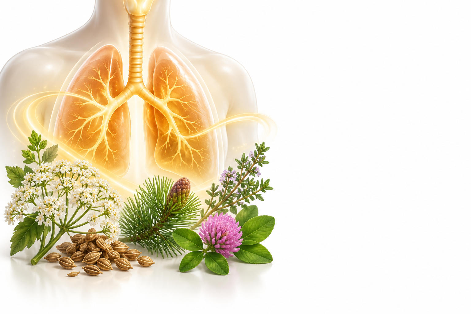 اليانسون،الزعتر،صنوبر،نفل المروج | pimpinella anisum, pinus mugo pumilio, thymus vulgare, trifolium pratense — رسم توضيحي لفئة السعال