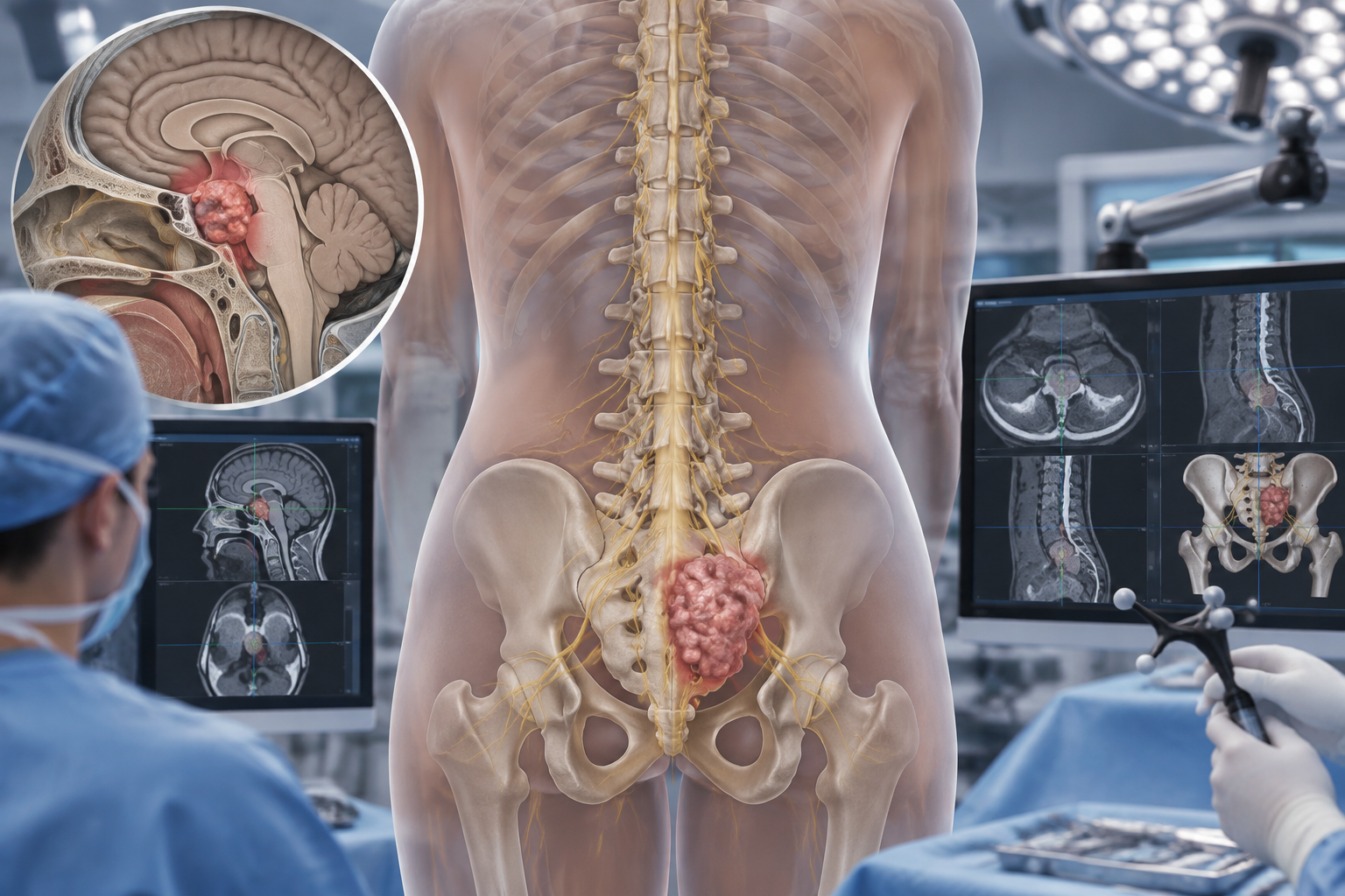 جراحة استئصال الورم الحبلي (Chordoma) — صورة توضيحية للإجراء