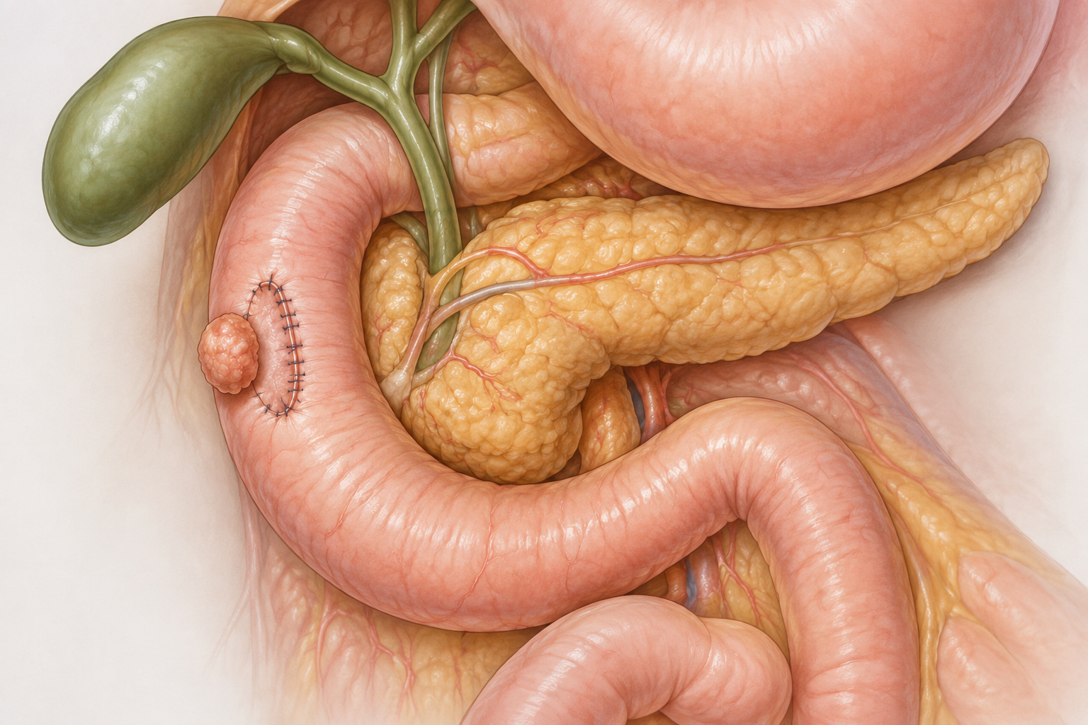 جراحة استئصال ورم الاثني عشر الموضعي — صورة توضيحية للإجراء