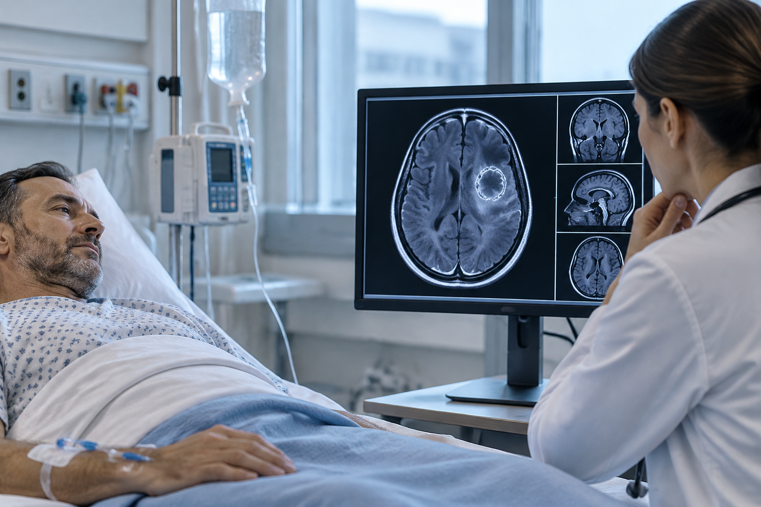 علاج الخراج الدماغي بالمضادات الحيوية المكثفة — صورة توضيحية للإجراء