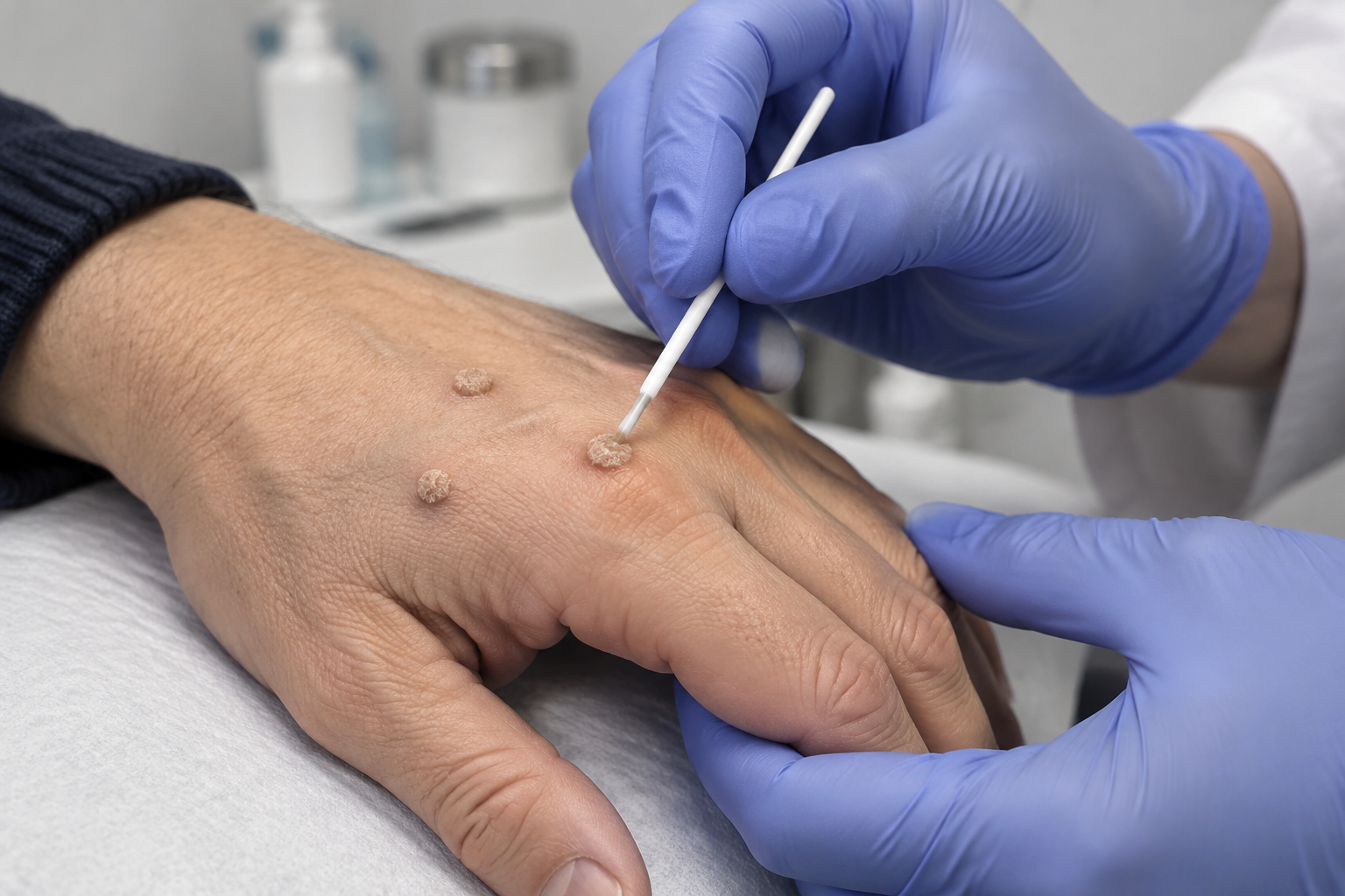 علاج الثآليل الجلدية المقاومة بالعلاج المناعي الموضعي — صورة توضيحية للإجراء