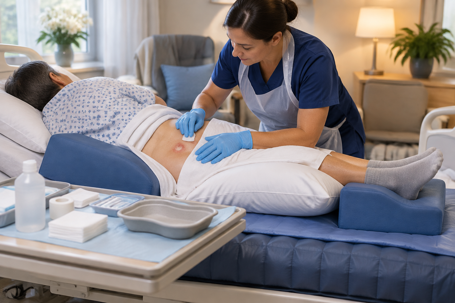 علاج القروح الضاغطة المتقدمة طبيًا — صورة توضيحية للإجراء