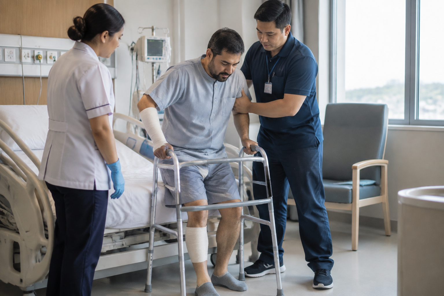 التأهيل الحركي المبكر لمرضى الحروق — صورة توضيحية للإجراء