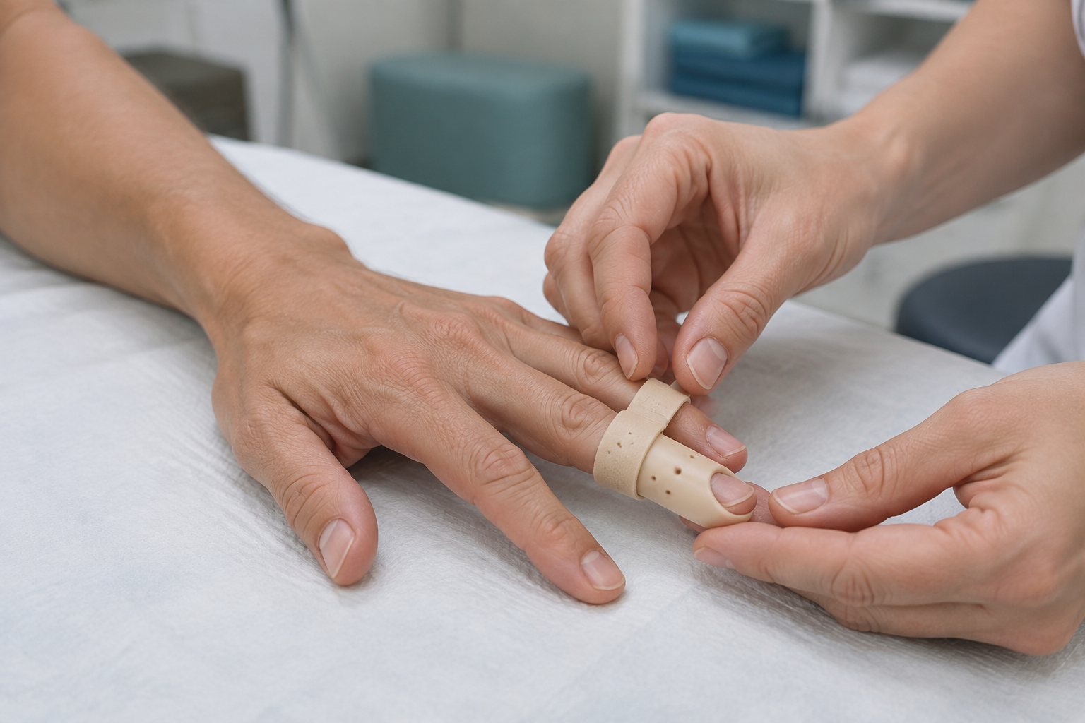 تأهيل إصبع المطرقة (Mallet Finger) — صورة توضيحية للإجراء