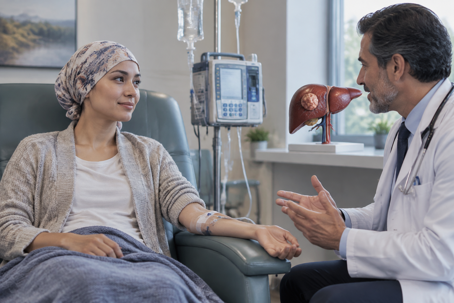 علاج ورم الخلايا العرموشية الكبدية الليفي الصفائحي (Fibrolamellar HCC) النادر — صورة توضيحية للإجراء
