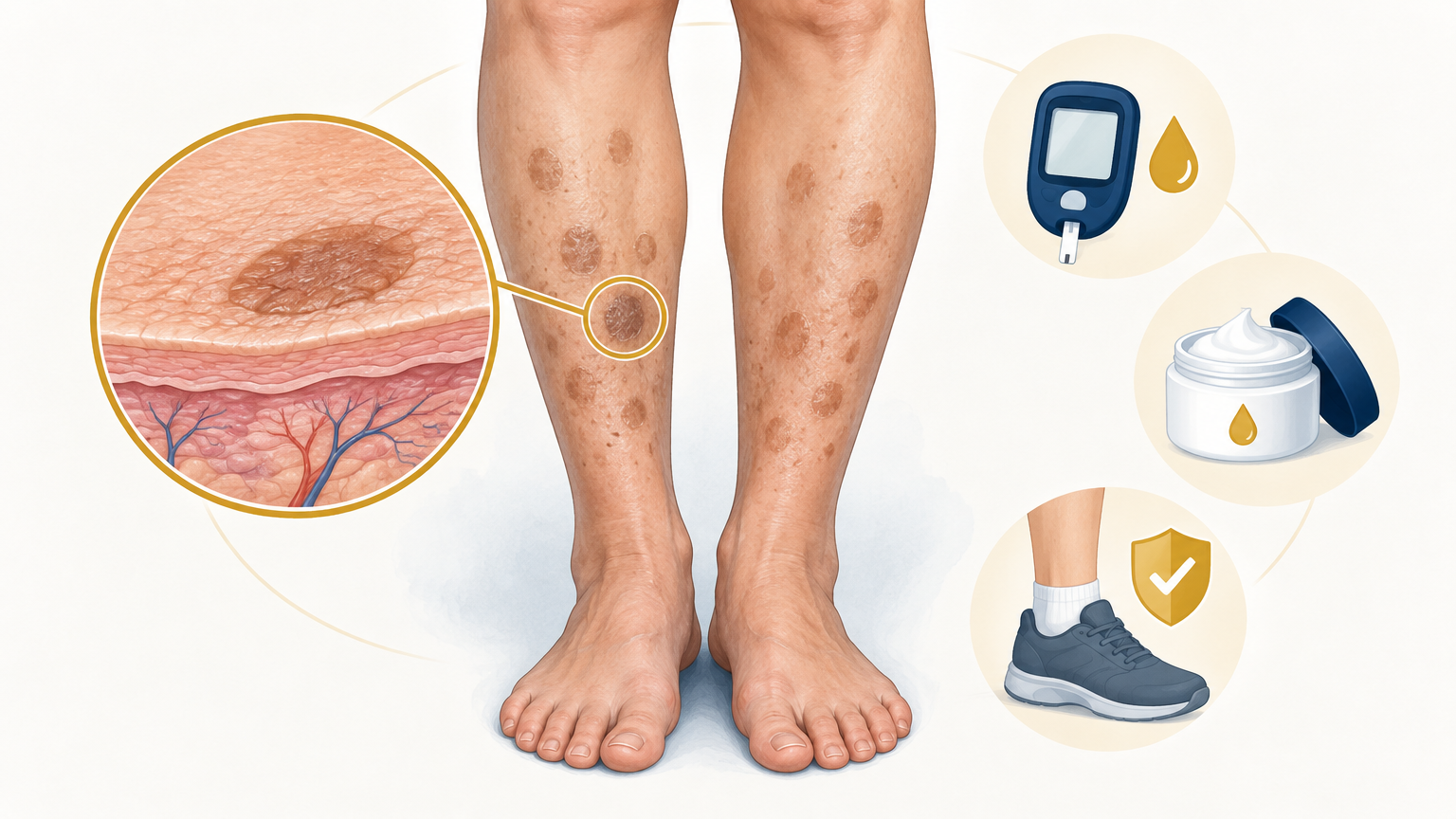 صورة توضيحية عن اعتلال الجلد السكري | Diabetic dermopathy — الجهاز الهضمى والسكري | فارماستان