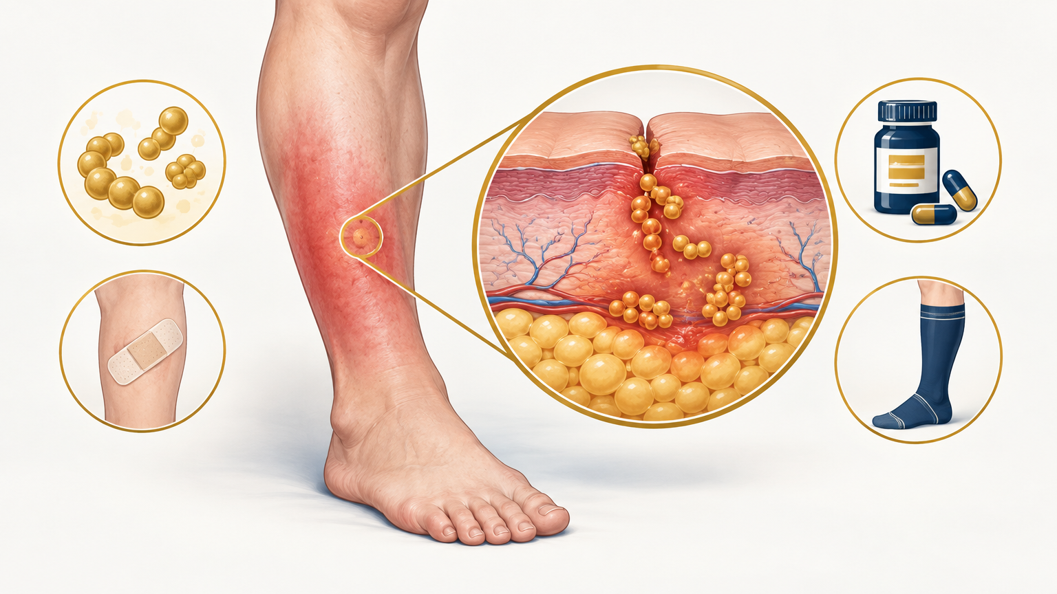 صورة توضيحية عن التهاب النسيج الخلوي (التهاب الهلل) | Cellulitis — الجلدية والتجميل | فارماستان