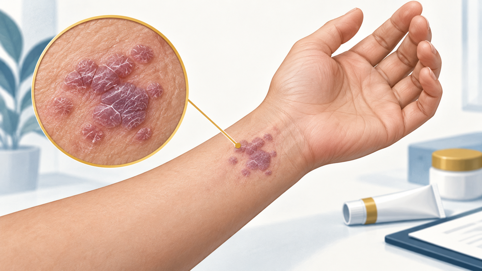 صورة توضيحية عن الحزاز المسطح | Lichen planus — الجلدية والتجميل | فارماستان