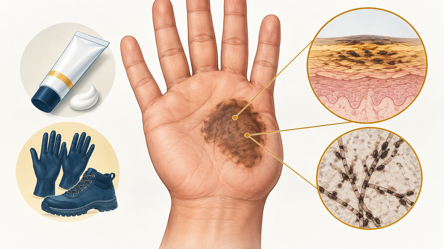 صورة توضيحية عن السعفة السوداء | Tinea nigra — الجلدية والتجميل | فارماستان