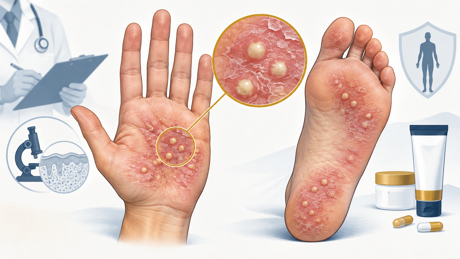 صورة توضيحية عن الصدفية البثرية | Pustular psoriasis — الجلدية والتجميل | فارماستان