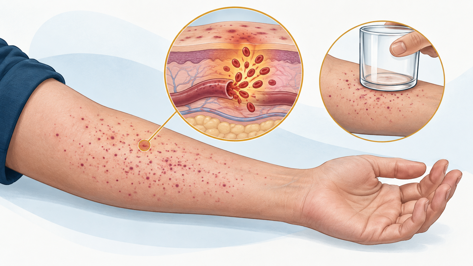 صورة توضيحية عن النمشات الدموية | petechiae — الدم والجهاز الليمفاوي | فارماستان