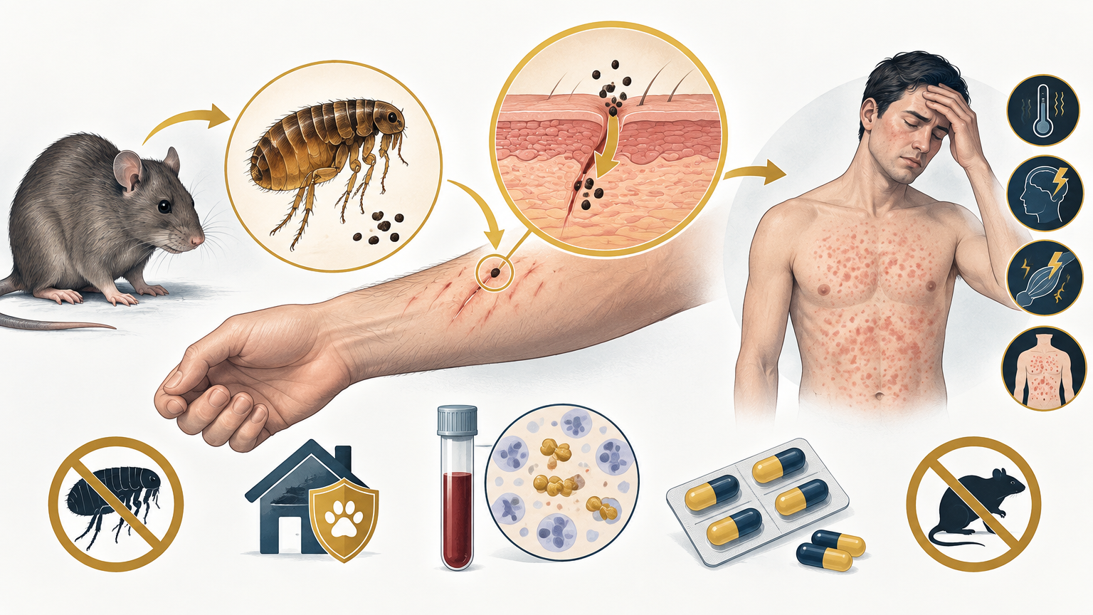 صورة توضيحية عن تيفوس منقولة بالبراغيث | Flea-borne typhus — الأمراض المعدية | فارماستان