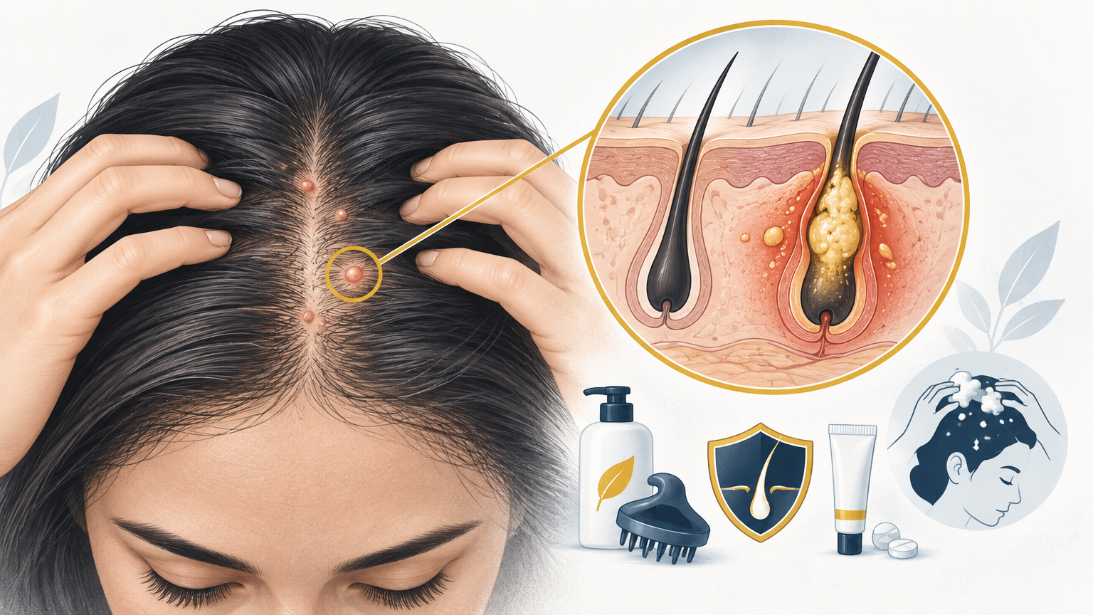 صورة توضيحية عن حبوب الرأس | Scalp Pimples — الجلدية والتجميل | فارماستان
