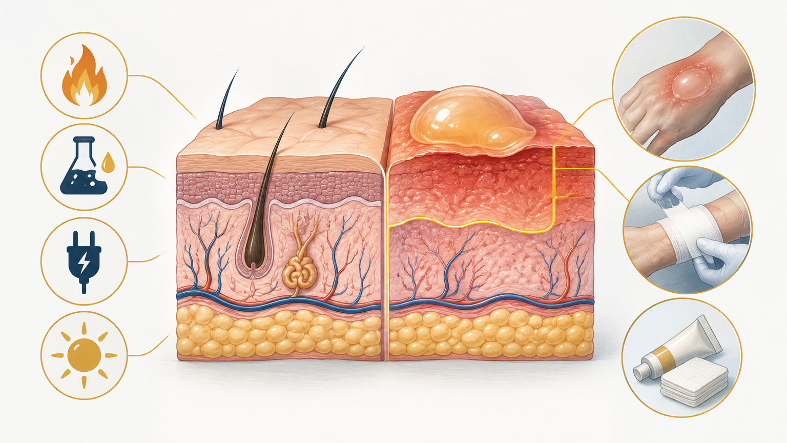صورة توضيحية عن حرق من الدرجة الثانية | Second degree burn — الجلدية والتجميل | فارماستان
