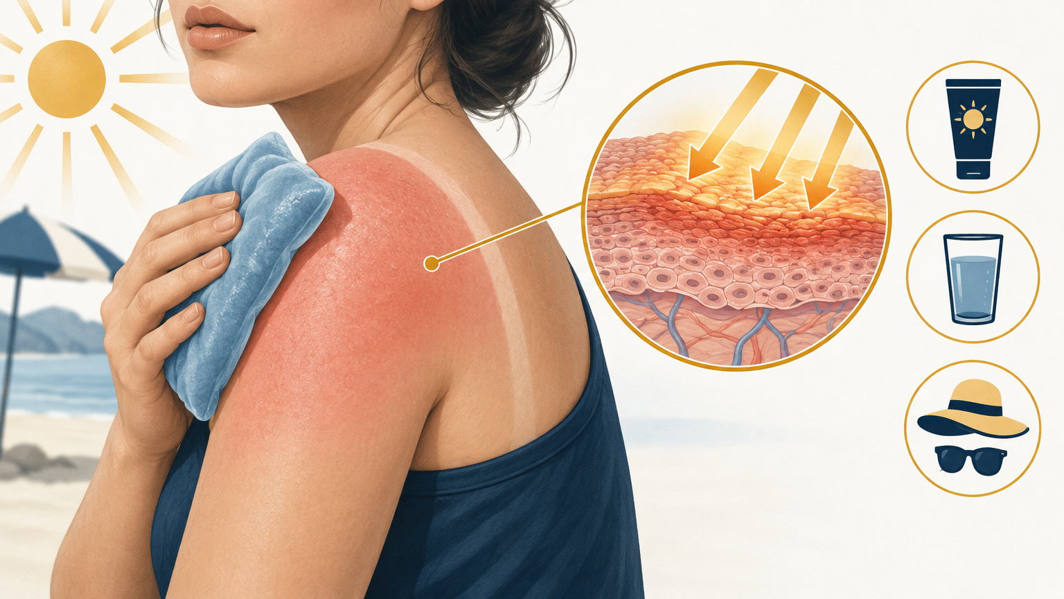 صورة توضيحية عن حروق الشمس | Sunburn — الجلدية والتجميل | فارماستان
